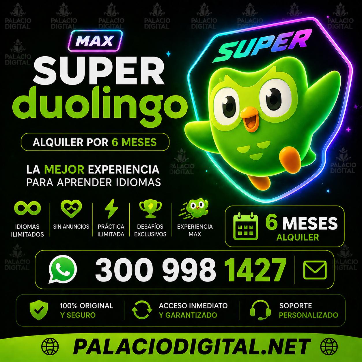 🦉 DUOLINGO SUPER – 6 MESES COMPLETA
